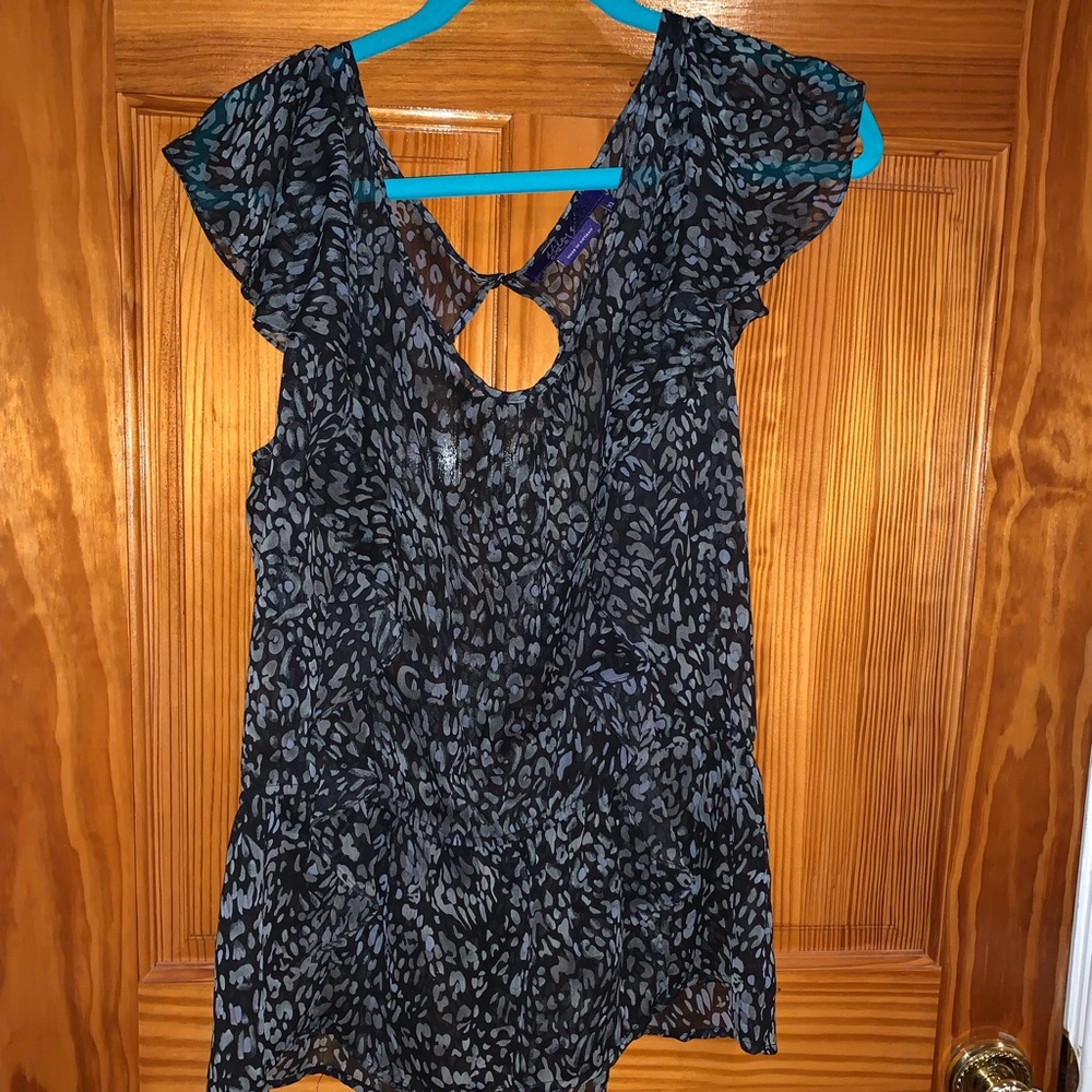 Sheer, short sleeve blouse